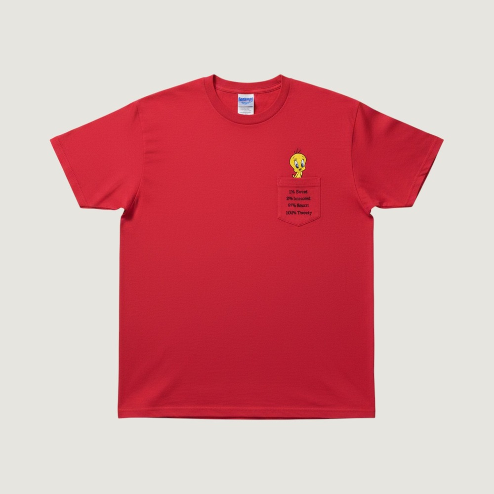 Vintage‎ Looney Tunes Tweety Bird Embroidered Pocket T-Shirt Red Mens XL Disnet